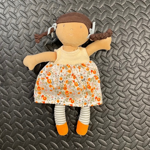 Floral Dress Rag Doll with Orange Shoes - Picture 1 of 3